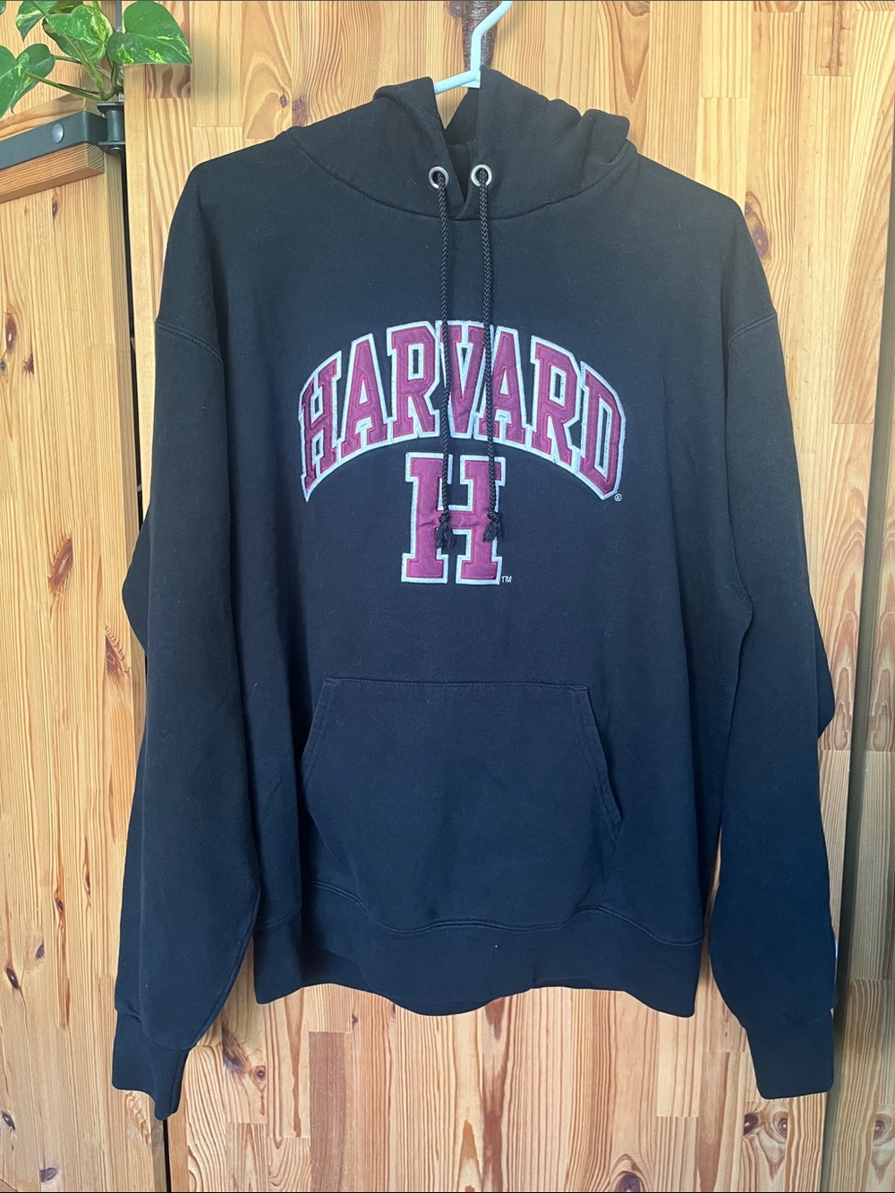 Champion Black Hoodie with “Harvard” Logo